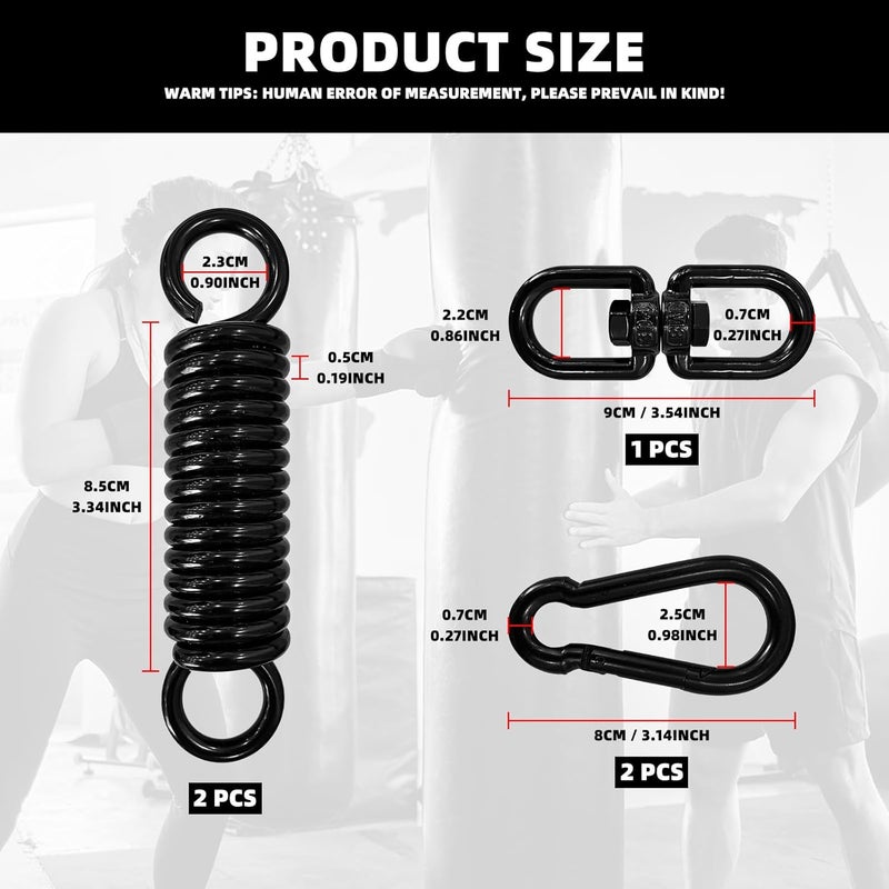 GLSJA Heavy Bag Spring Punching Bag Hanging Kit with Swivel & 2 Carabiners, 360° Rotational Heavy Duty Punching Bag Hanger Mount Accessory for Boxing Bag, Heavy Bag, Gym Swing, Trapeze - Image 2